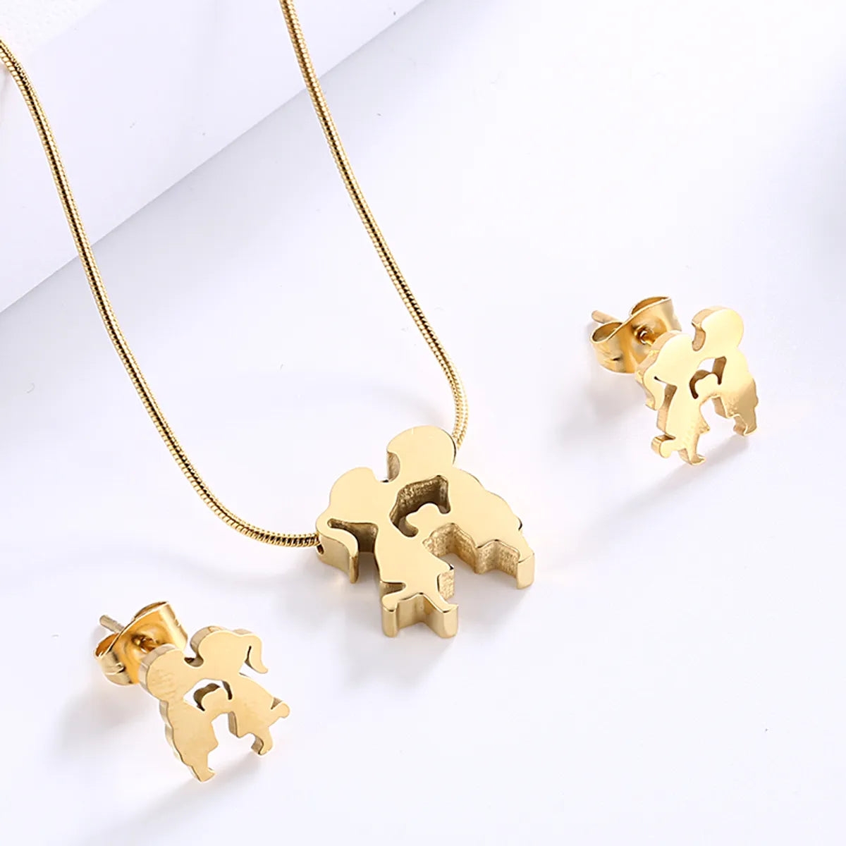 Simple Style Cartoon Character Titanium Steel Plating Gold Plated Earrings Necklace