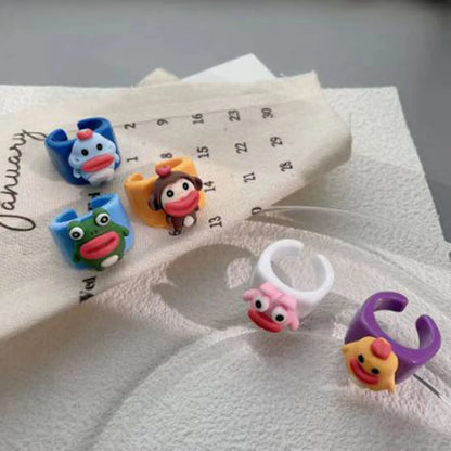 Simple Style Cartoon Plastic Resin Handmade Women's Open Rings