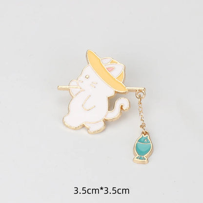 Simple Style Cat Alloy Enamel Couple Brooches