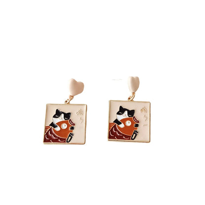 Simple Style Cat Alloy Enamel Drop Earrings 1 Pair