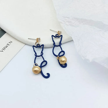 Simple Style Cat Alloy Stoving Varnish Drop Earrings