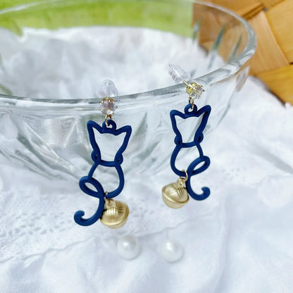 Simple Style Cat Alloy Stoving Varnish Drop Earrings