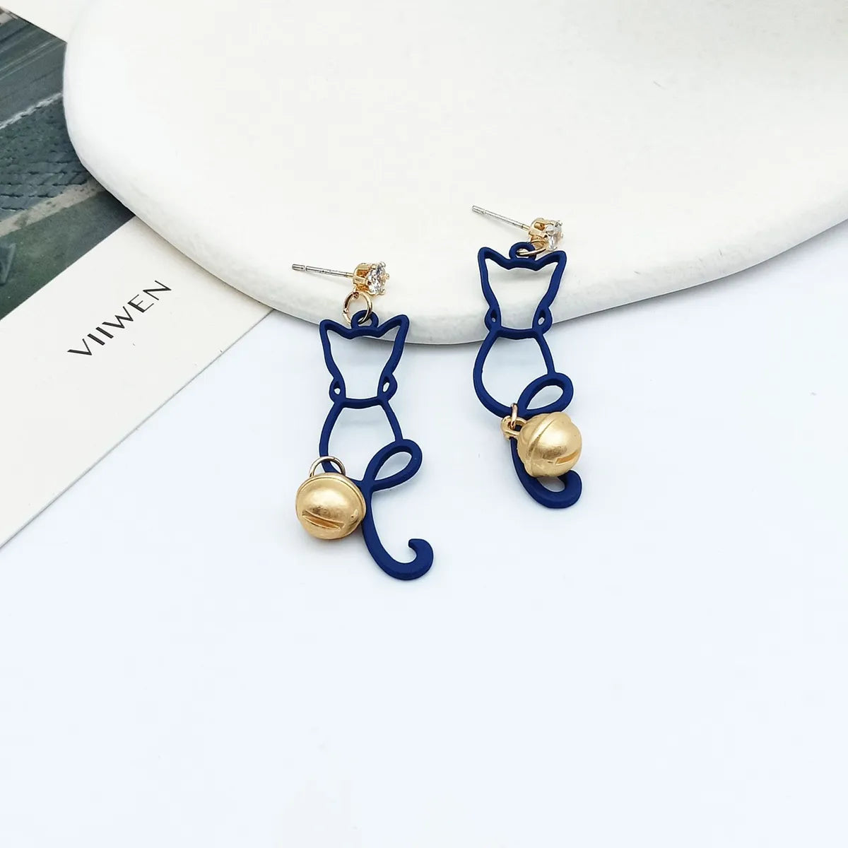 Simple Style Cat Alloy Stoving Varnish Drop Earrings