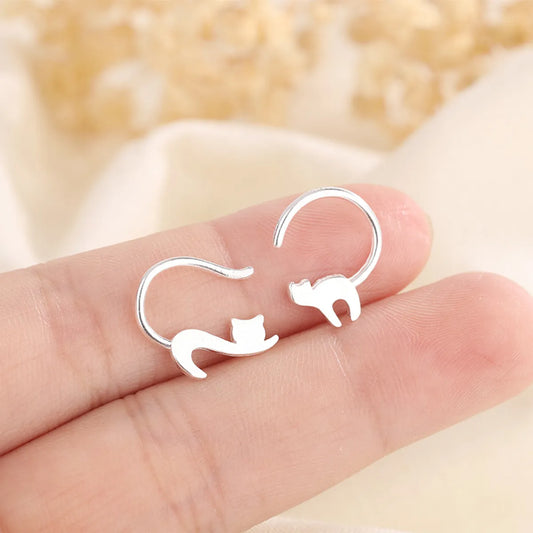 Simple Style Cat Copper Plating Ear Studs 1 Pair