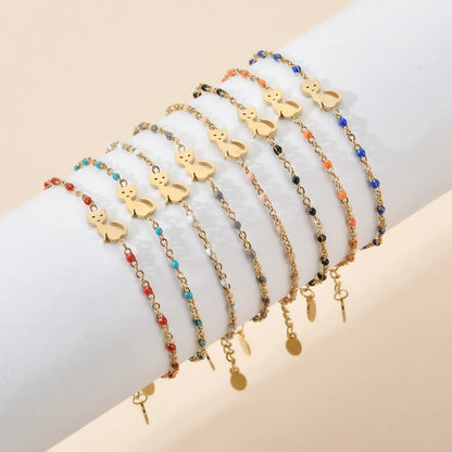 Simple Style Cat Stainless Steel Plating 18k Gold Plated Bracelets