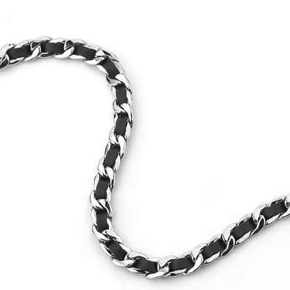 Simple Style Chain 304 Stainless Steel Pu Leather Artificial Leather Unisex Necklace