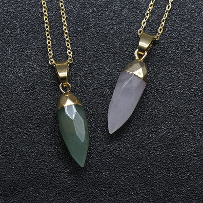 Simple Style Chili Natural Stone Polishing Pendant Necklace