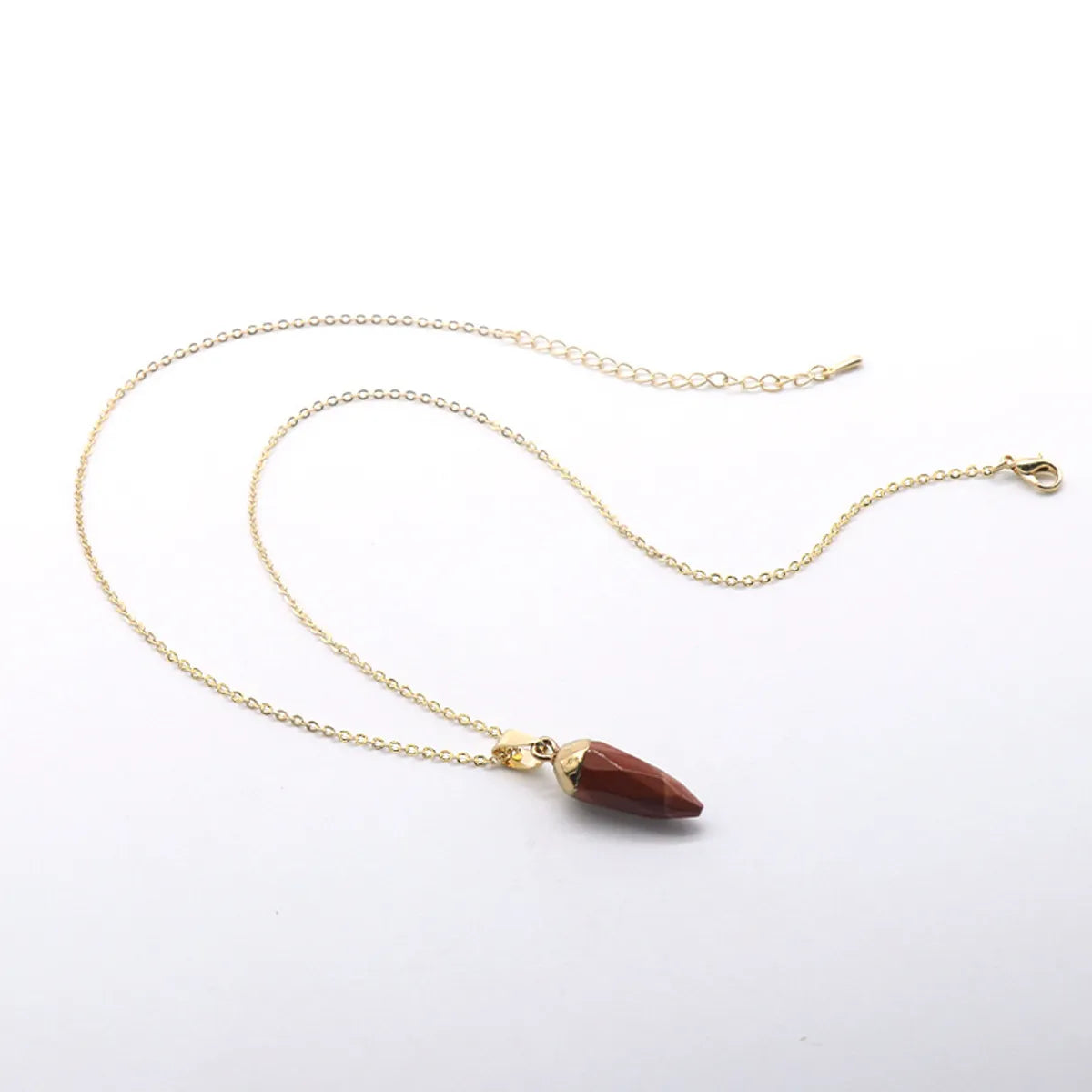 Simple Style Chili Natural Stone Polishing Pendant Necklace