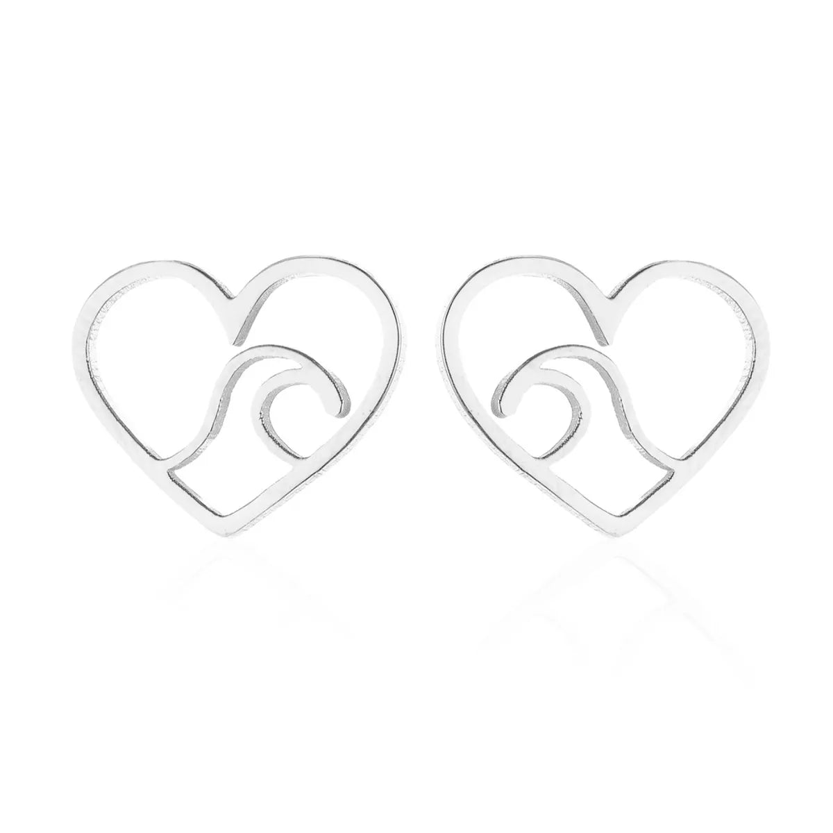 Simple Style Christmas Tree Heart Shape Elk Stainless Steel Plating Hollow Out Ear Studs 1 Pair