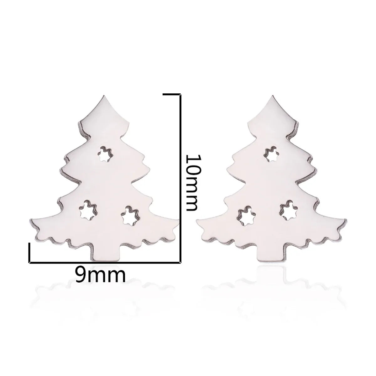 Simple Style Christmas Tree Heart Shape Elk Stainless Steel Plating Hollow Out Ear Studs 1 Pair