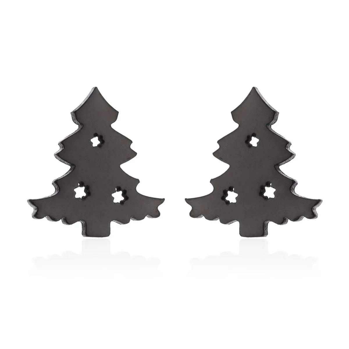 Simple Style Christmas Tree Heart Shape Elk Stainless Steel Plating Hollow Out Ear Studs 1 Pair