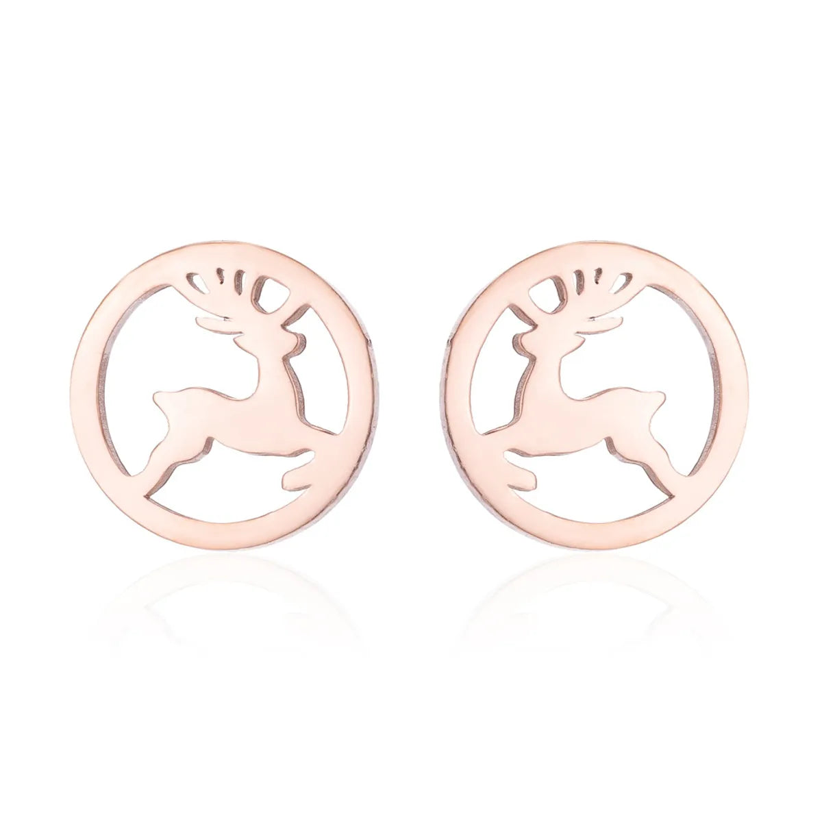 Simple Style Christmas Tree Heart Shape Elk Stainless Steel Plating Hollow Out Ear Studs 1 Pair