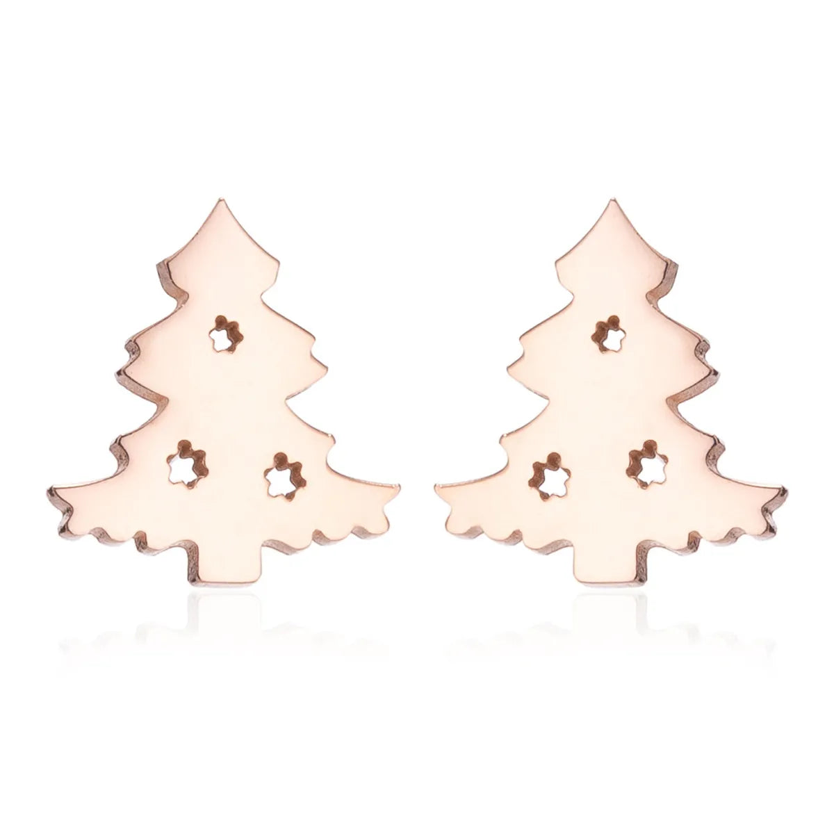 Simple Style Christmas Tree Heart Shape Elk Stainless Steel Plating Hollow Out Ear Studs 1 Pair