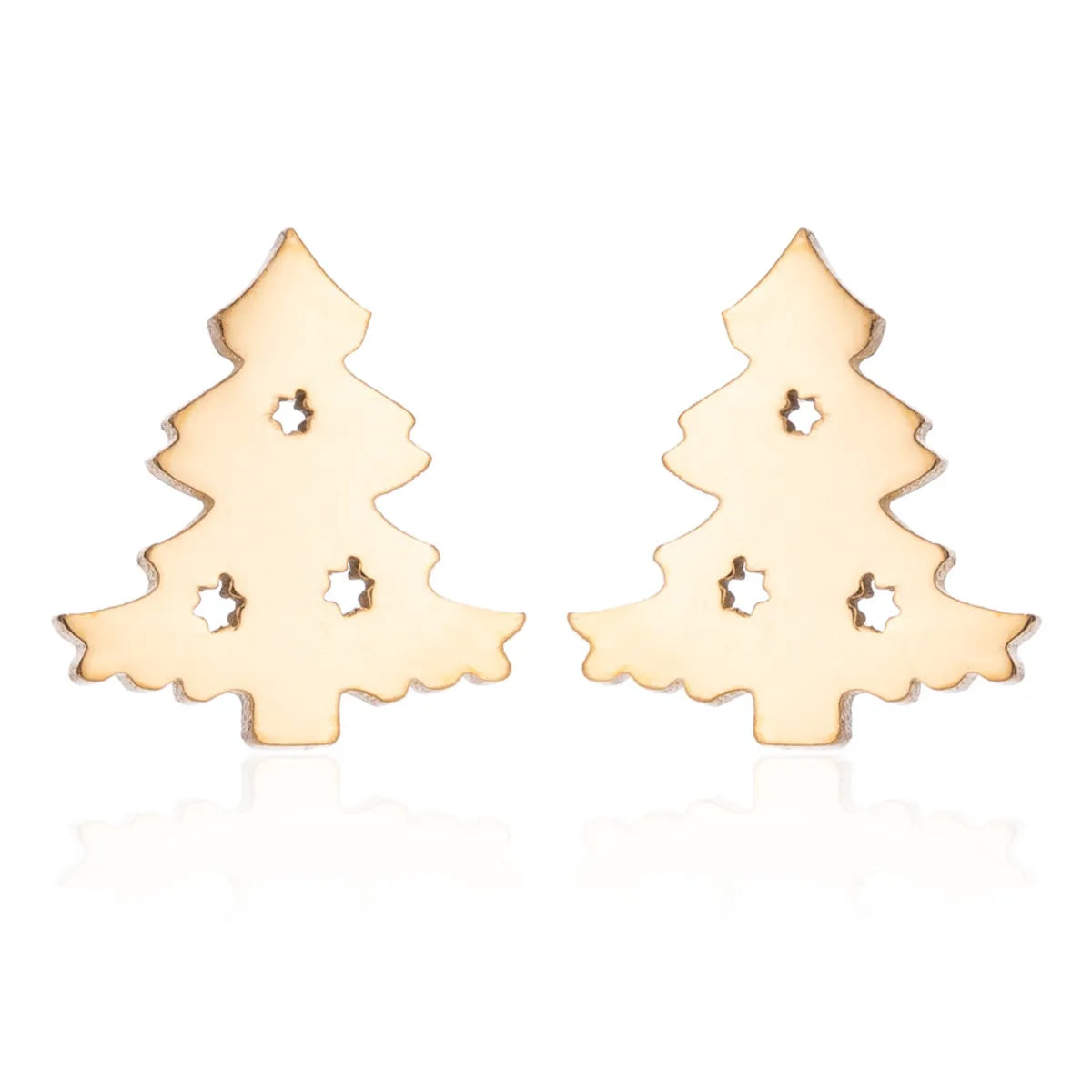 Simple Style Christmas Tree Heart Shape Elk Stainless Steel Plating Hollow Out Ear Studs 1 Pair