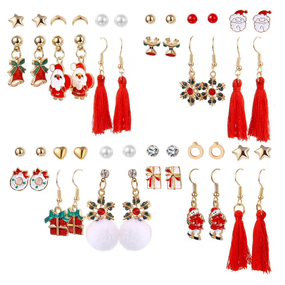 Simple Style Christmas Tree Heart Shape Snowman Alloy Plating Women's Ear Studs 1 Set