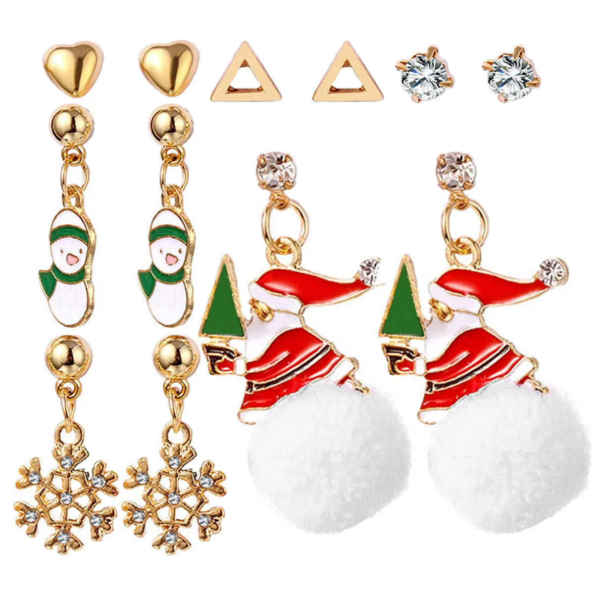 Simple Style Christmas Tree Heart Shape Snowman Alloy Plating Women's Ear Studs 1 Set