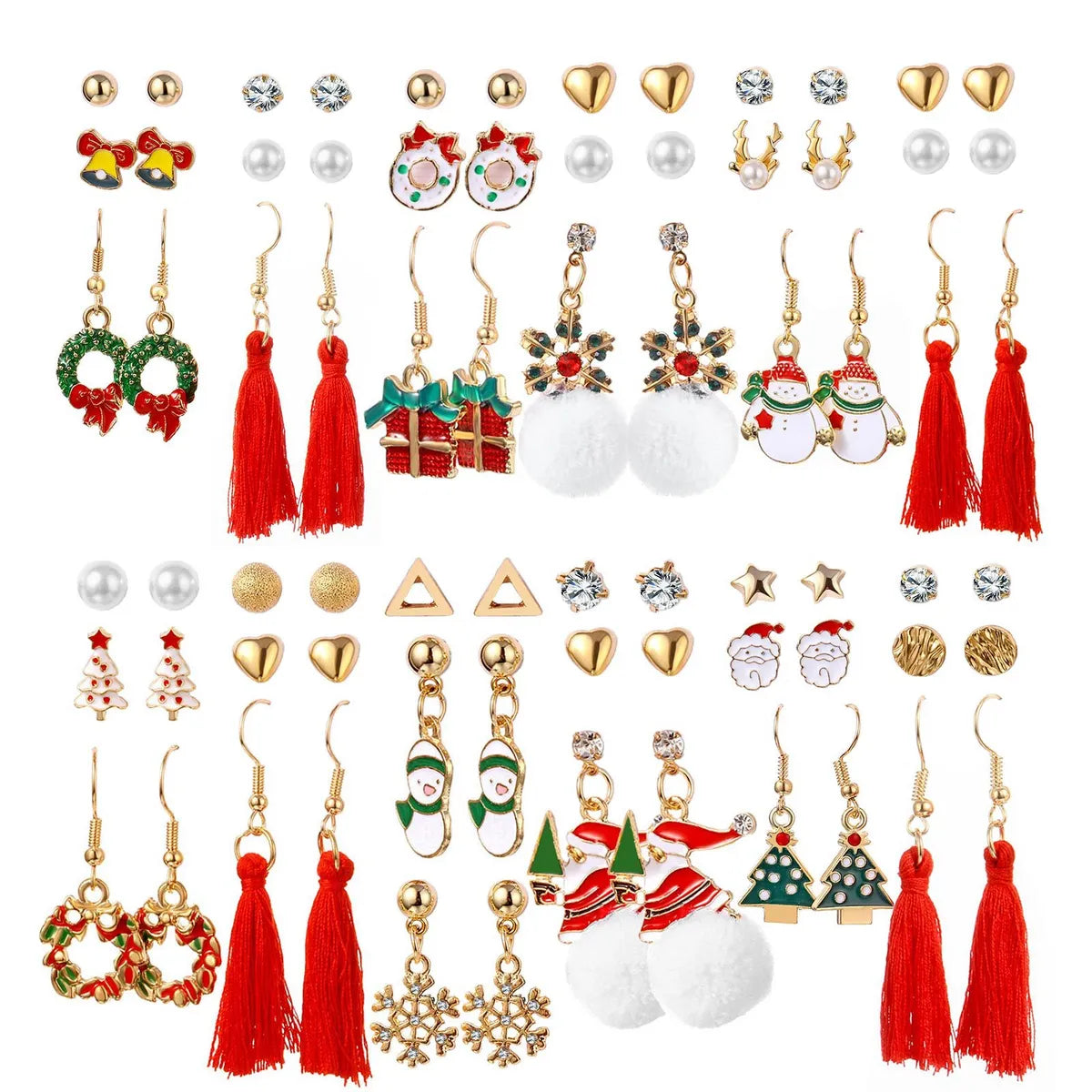 Simple Style Christmas Tree Heart Shape Snowman Alloy Plating Women's Ear Studs 1 Set