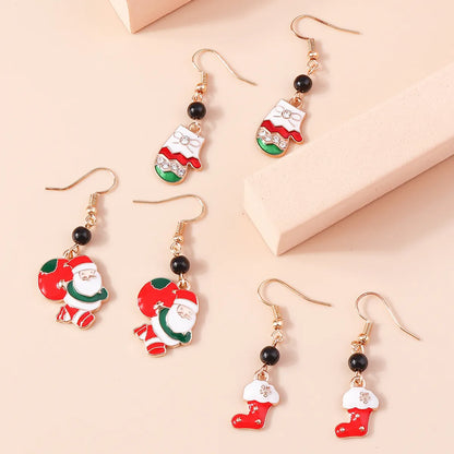 1 Pair Simple Style Christmas Tree Santa Claus Epoxy Alloy Drop Earrings