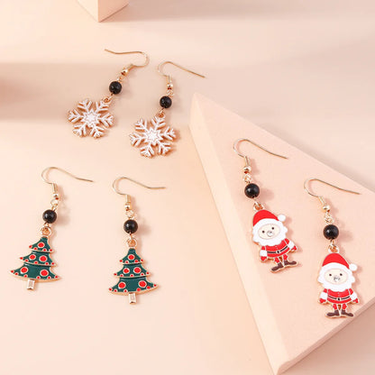 1 Pair Simple Style Christmas Tree Santa Claus Epoxy Alloy Drop Earrings