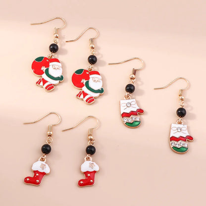 1 Pair Simple Style Christmas Tree Santa Claus Epoxy Alloy Drop Earrings