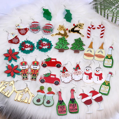 Simple Style Christmas Tree Santa Claus Arylic Stoving Varnish Women'S Earrings 1 Pair