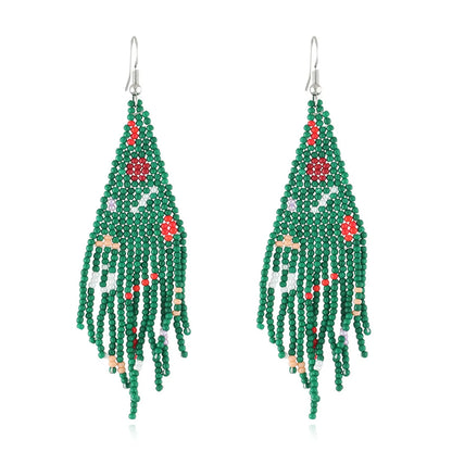 Simple Style Christmas Tree Santa Claus Seed Bead Women's Drop Earrings 1 Pair