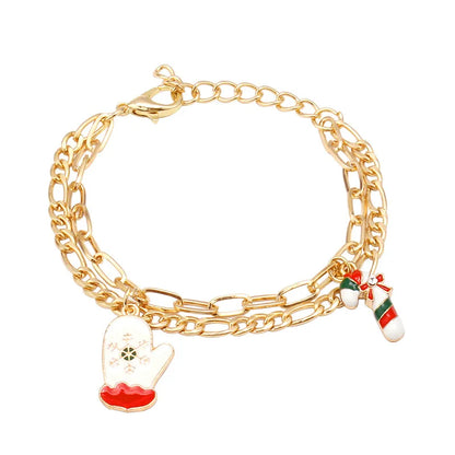 Simple Style Christmas Tree Santa Claus Snowflake Alloy Enamel Plating Inlay Rhinestones Christmas Women'S Anklet 1 Piece