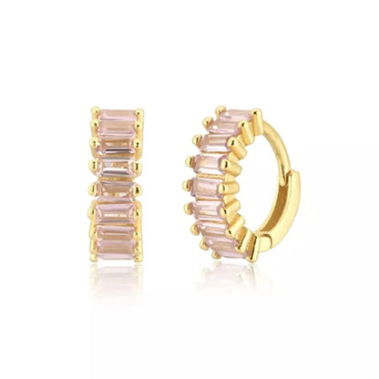 Simple Style Circle Brass Plating Inlay Zircon Earrings 1 Pair