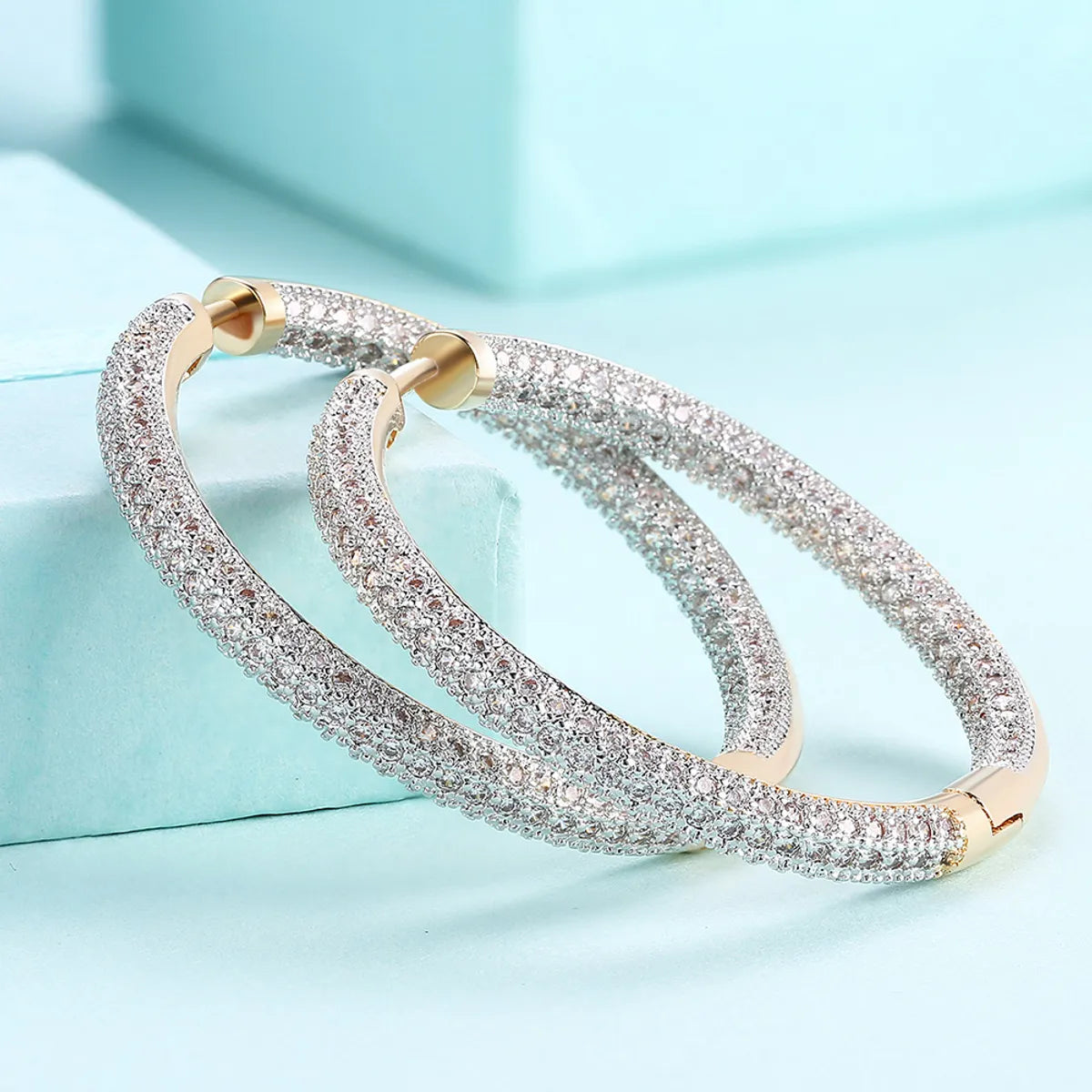 Simple Style Circle Brass Plating Zircon Earrings 1 Pair