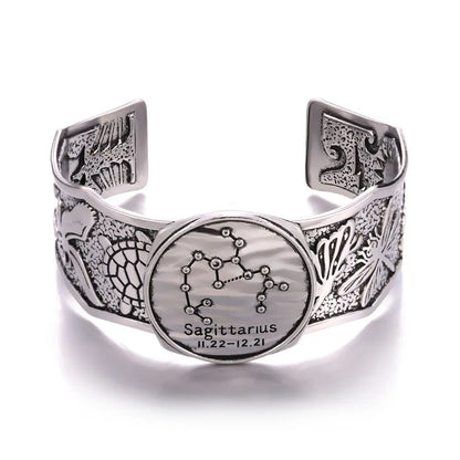 Simple Style Circle Constellation Metal Wholesale Wide Bracelet