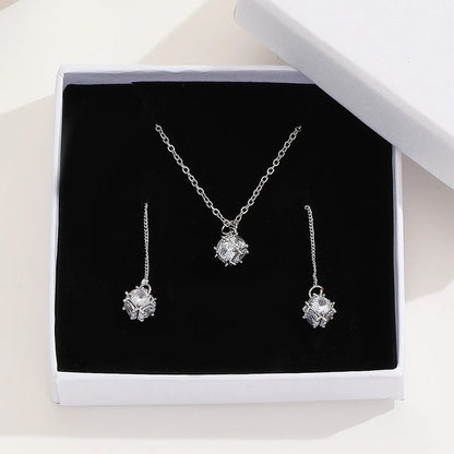 Simple Style Circle Copper Silver Plated Artificial Pearls Zircon Jewelry Set In Bulk