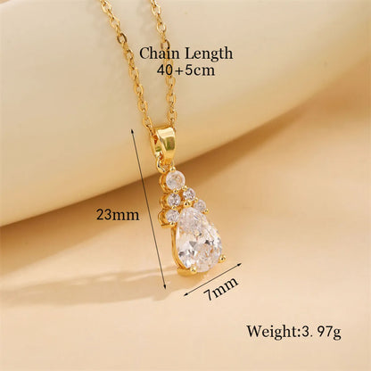 Stainless Steel Titanium Steel 18K Gold Plated Simple Style Plating Inlay Circle Heart Shape Flower Zircon Pendant Necklace