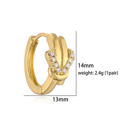 Simple Style Circle Knot Copper Plating Hollow Out Inlay Zircon 18k Gold Plated Jewelry Set