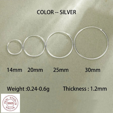 Simple Style Circle Plating Sterling Silver Silver Plated Hoop Earrings