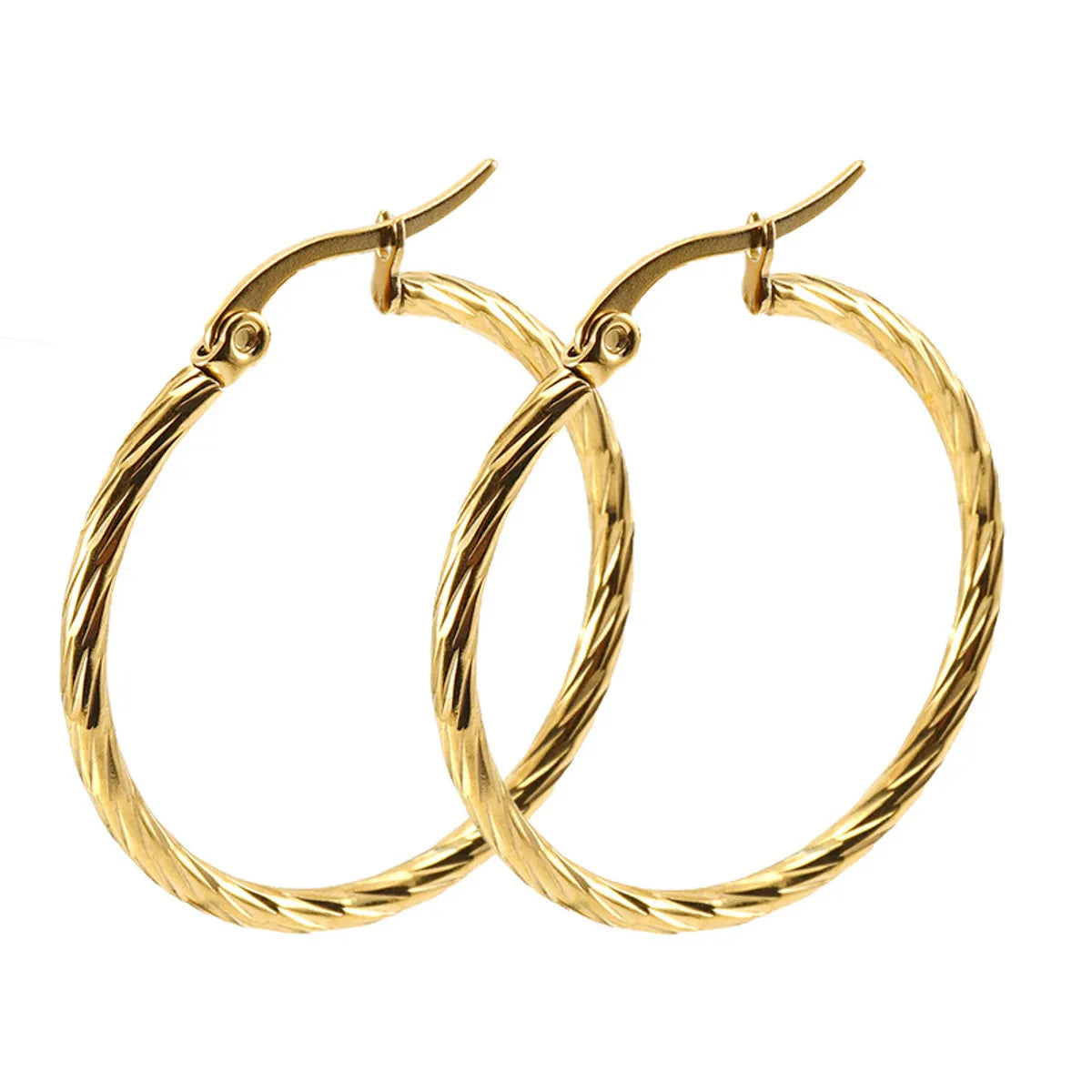 Simple Style Circle Gold Plated Stainless Steel Earrings