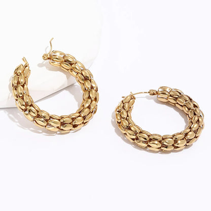 Simple Style Circle Stainless Steel Gold Plated Earrings 1 Pair