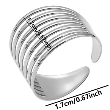 Wholesale Jewelry Simple Style Circle 304 Stainless Steel 18K Gold Plated Layered Open Rings