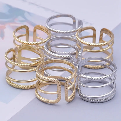 Simple Style Circle Stainless Steel Plating 18k Gold Plated Open Rings