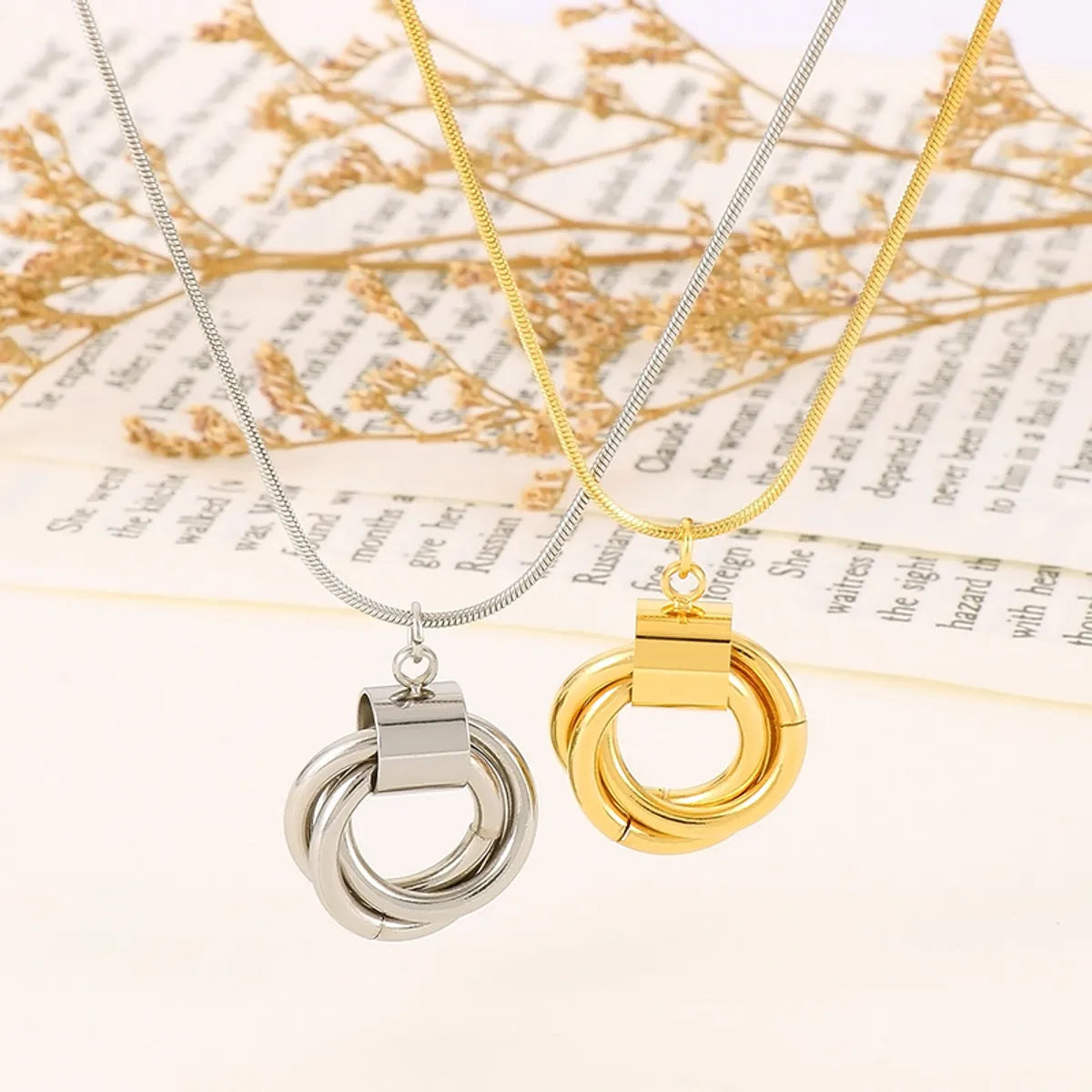 Simple Style Circle Stainless Steel Plating 18k Gold Plated Pendant Necklace