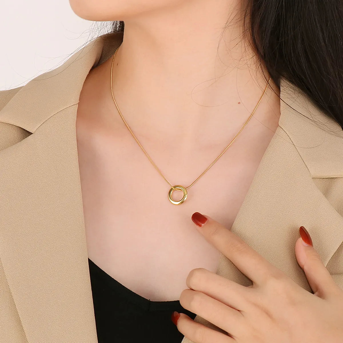 Simple Style Circle Stainless Steel Plating 18k Gold Plated Pendant Necklace