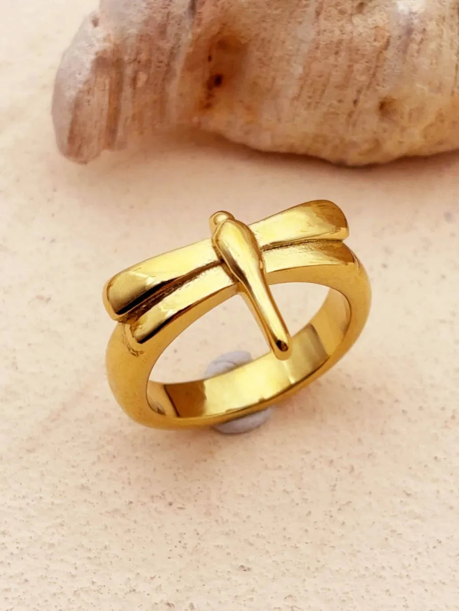 304 Stainless Steel 18K Gold Plated Simple Style Plating Circle Rings