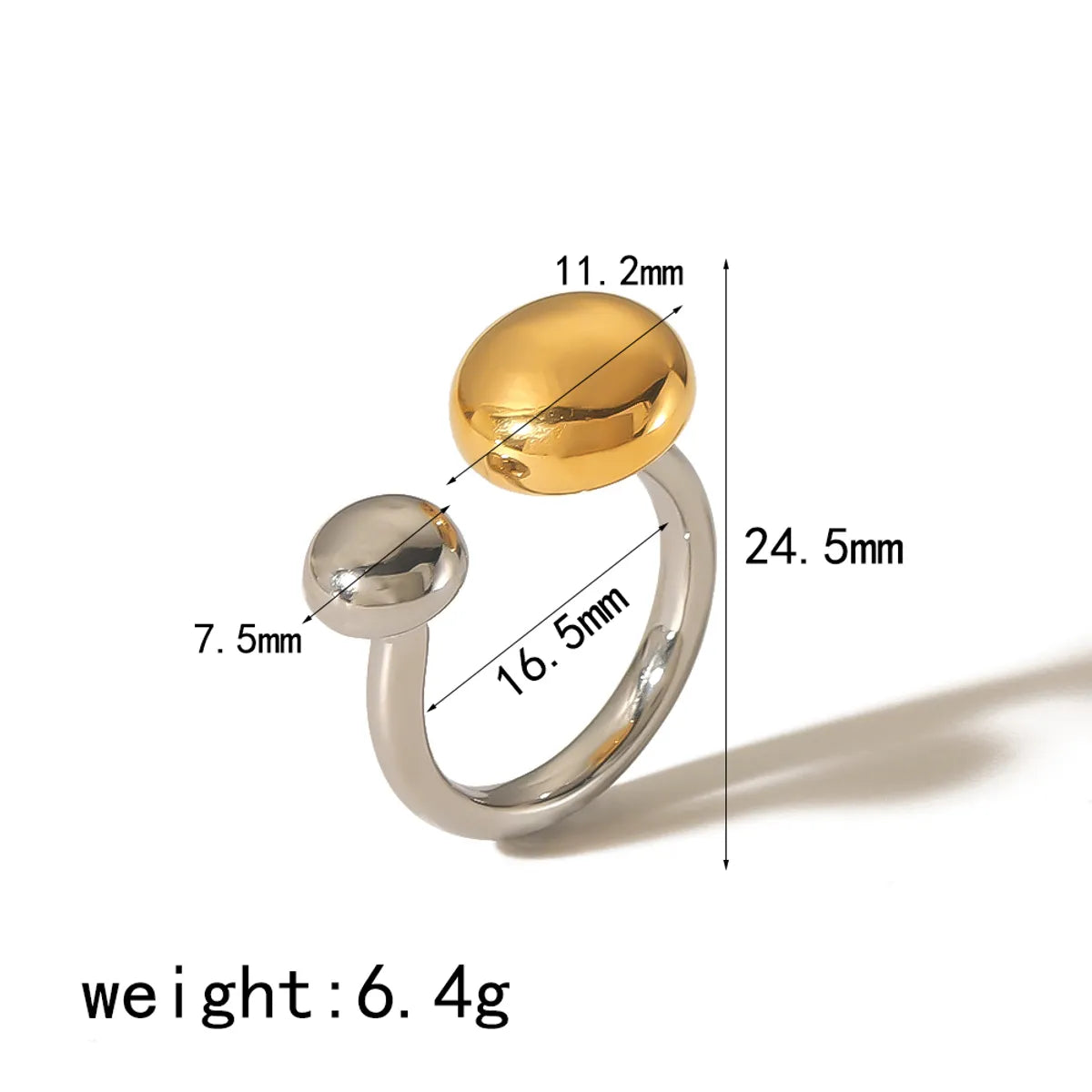 Simple Style Circle Stainless Steel Polishing Plating 18k Gold Plated Open Rings