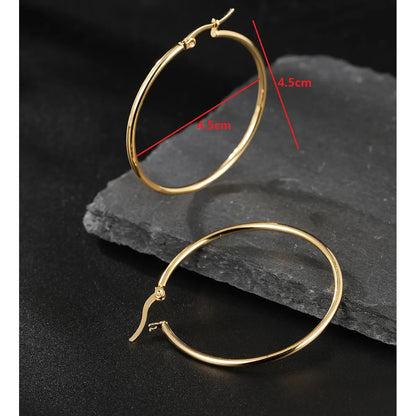 Simple Style Circle Star Heart Shape Stainless Steel Plating Hoop Earrings 1 Pair