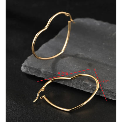 Simple Style Circle Star Heart Shape Stainless Steel Plating Hoop Earrings 1 Pair