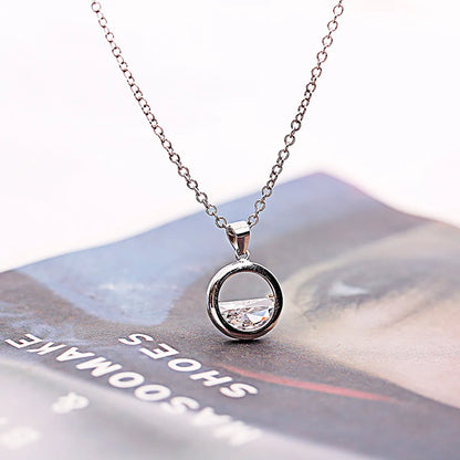 Simple Style Circle White Copper Polishing Plating Inlay Zircon White Gold Plated Silver Plated Pendant Necklace