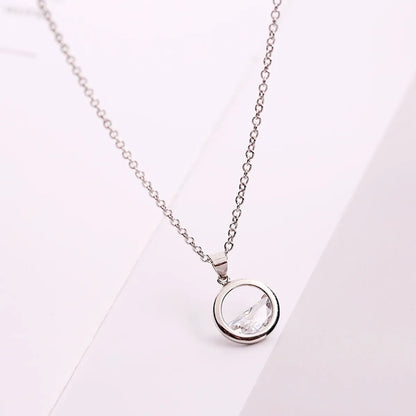 Simple Style Circle White Copper Polishing Plating Inlay Zircon White Gold Plated Silver Plated Pendant Necklace