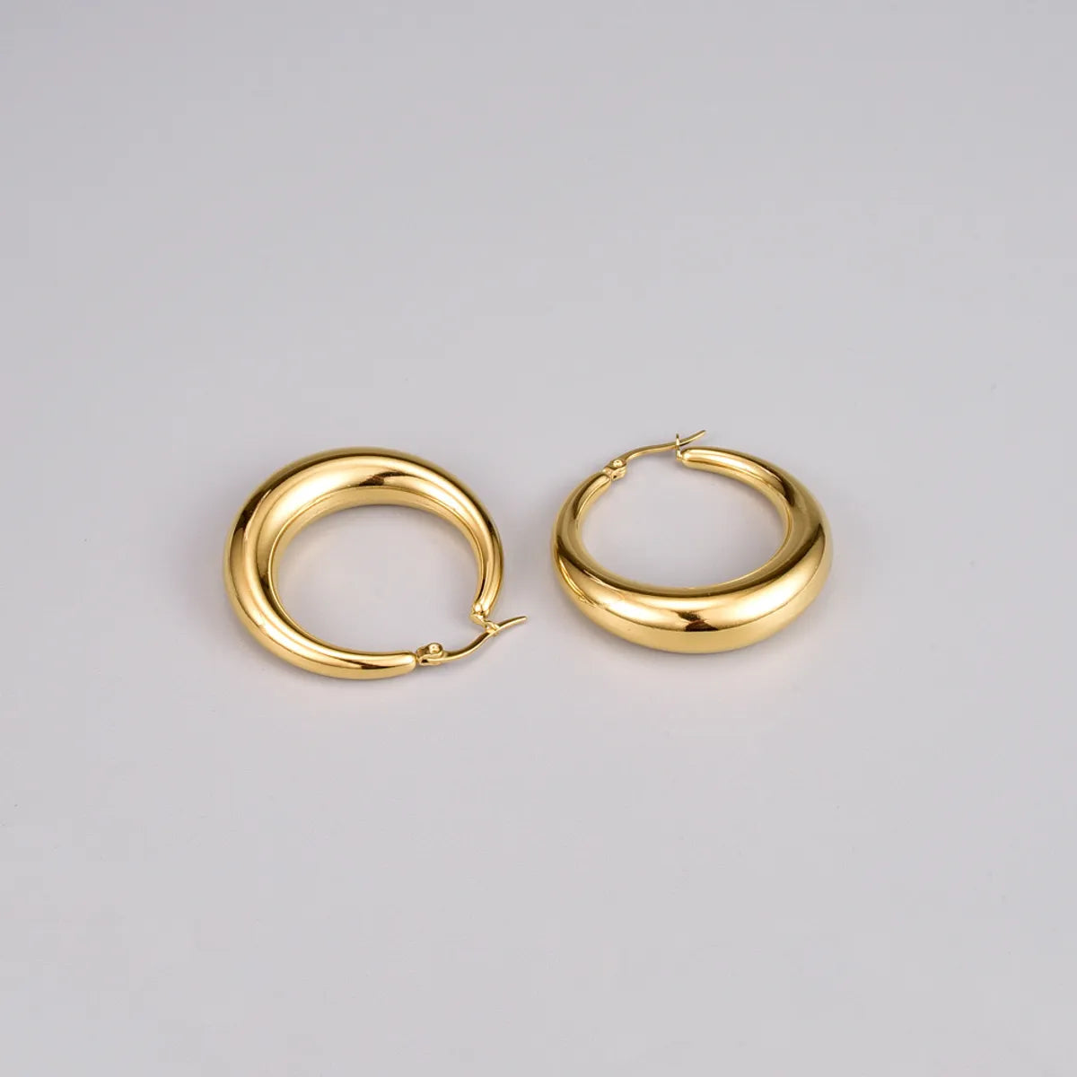 Simple Style Circle Titanium Steel Earrings Gold Plated Stainless Steel Earrings