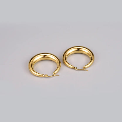 Simple Style Circle Titanium Steel Earrings Gold Plated Stainless Steel Earrings