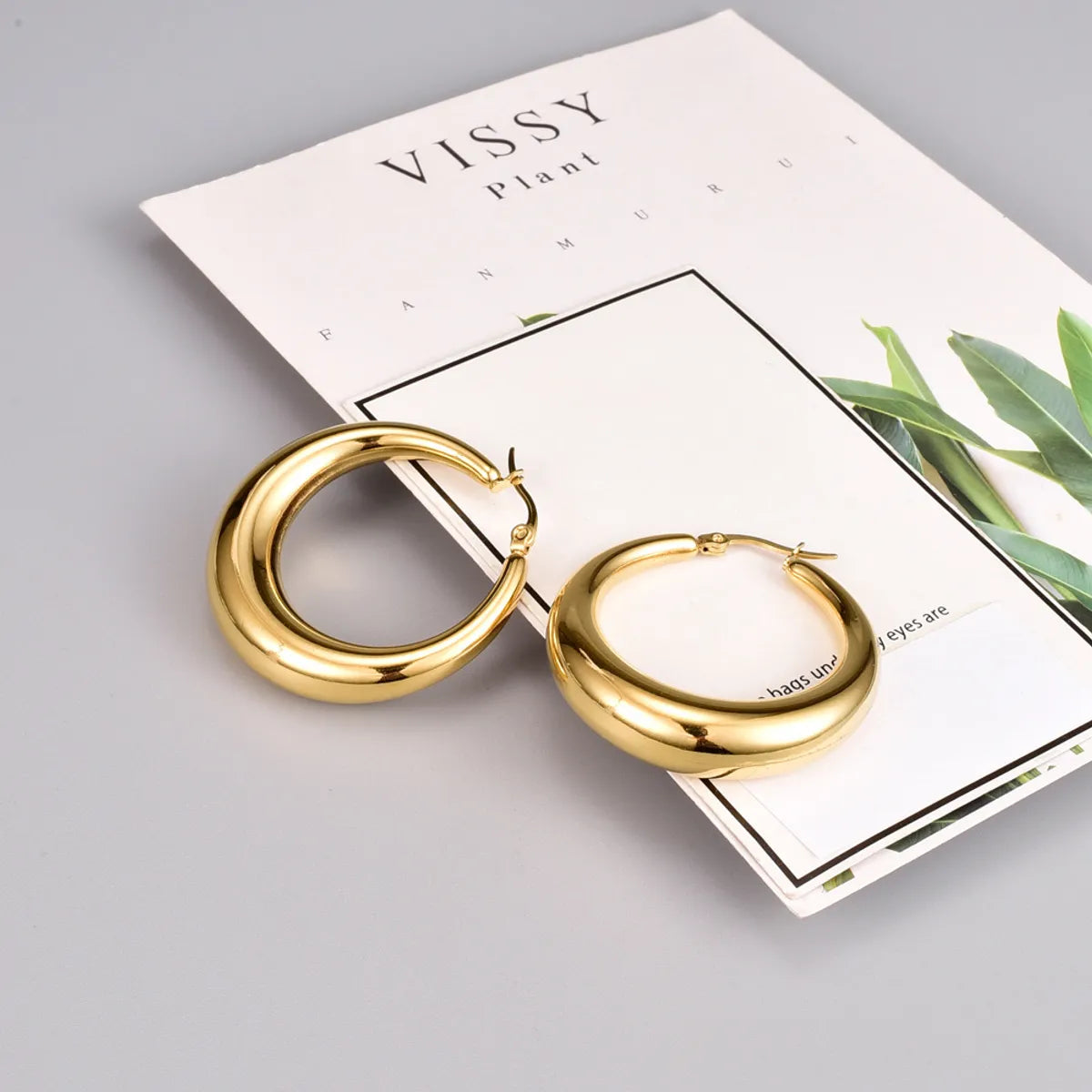 Simple Style Circle Titanium Steel Earrings Gold Plated Stainless Steel Earrings