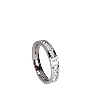 Simple Style Circle Titanium Steel Inlay Zircon Rings